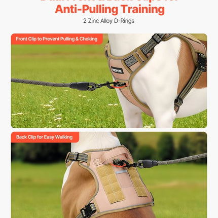 No-Pull Tactical Dog Harness – Adjustable Padded Vest with Handle for Medium & Large DogsKhaki3