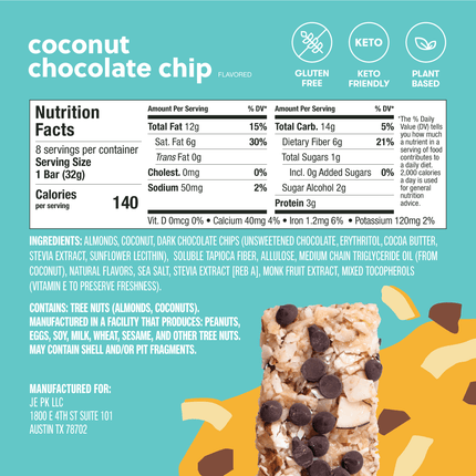 Nola Bars - Keto Granola Bar, Chewy Low - Carb Candy - Like SnackCoconut Chocolate Chip15