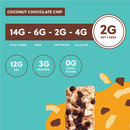 Nola Bars - Keto Granola Bar, Chewy Low - Carb Candy - Like SnackCoconut Chocolate Chip14