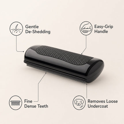 Pet Deshedding Brush – Handheld Grooming Tool for Dogs & Cats, Removes Loose UndercoatBlack4