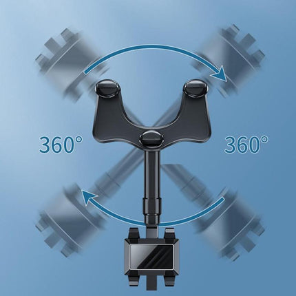 Rearview Mirror Phone Holder – 360° Rotating Clip-On Car Phone Mount with Extendable ArmBlack6
