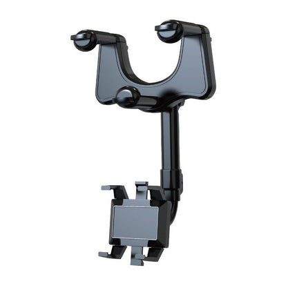 Rearview Mirror Phone Holder – 360° Rotating Clip-On Car Phone Mount with Extendable ArmBlack11