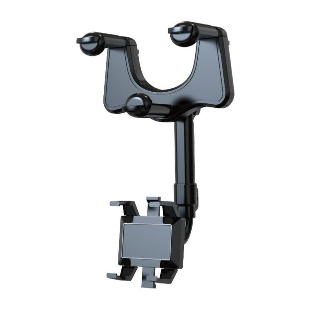 Rearview Mirror Phone Holder – 360° Rotating Clip-On Car Phone Mount with Extendable ArmBlack11