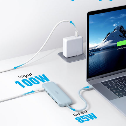 Refurbished Anker <b>332</b> USB - C Hub (5 - in - 1)Misty Blue9