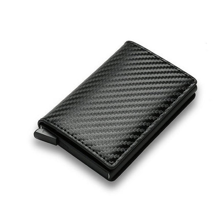 RFID Blocking Slim Wallet – Aluminum Pop-Up Card Holder for MenCarbon Fiber Black1