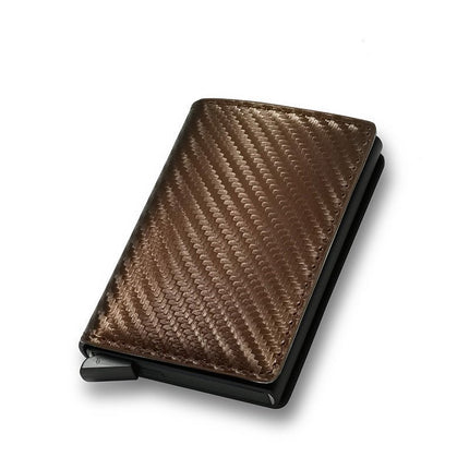 RFID Blocking Slim Wallet – Aluminum Pop-Up Card Holder for MenCarbon Fiber Bronze10