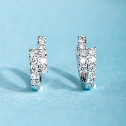 Rhinestone Huggie Hoop Earrings – Sparkling Small Hoops, Silver ToneSilver Tone2