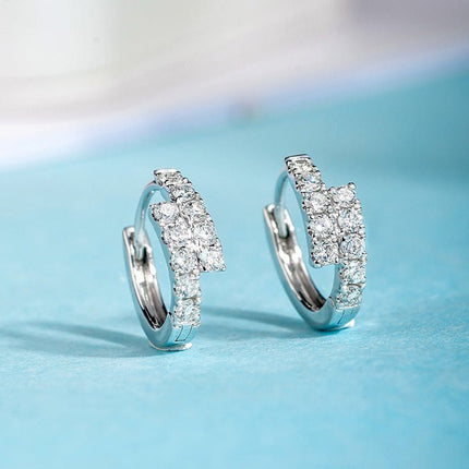 Rhinestone Huggie Hoop Earrings – Sparkling Small Hoops, Silver ToneSilver Tone1