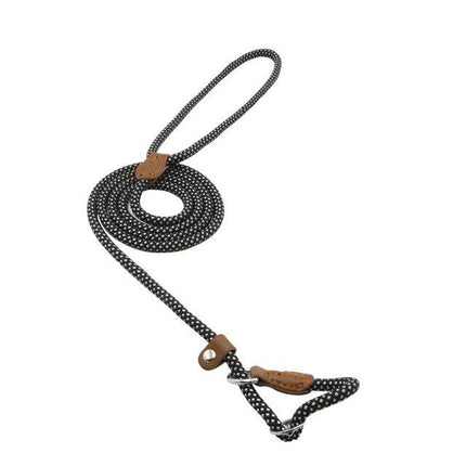 Rope Slip Lead Dog Leash – Braided Nylon Training Leash with Adjustable Leather StopperBlack23