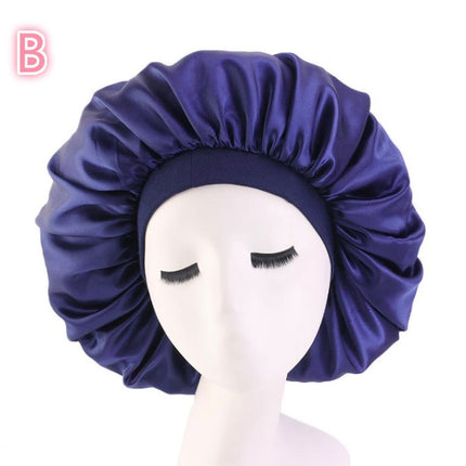 Satin Sleep Bonnet – Soft Stretch Hair Cap for Night, Curls & BraidsBlue4