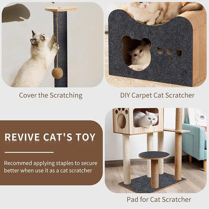 Self-Adhesive Cat Scratching Mat – Trimmable Carpet Scratch Pad for Sofas, Walls & FurnitureBeige2