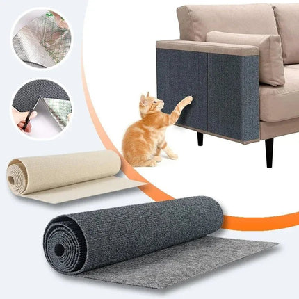 Self-Adhesive Cat Scratching Mat – Trimmable Carpet Scratch Pad for Sofas, Walls & FurnitureBeige1