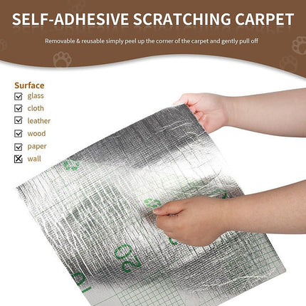 Self-Adhesive Cat Scratching Mat – Trimmable Carpet Scratch Pad for Sofas, Walls & FurnitureBeige3