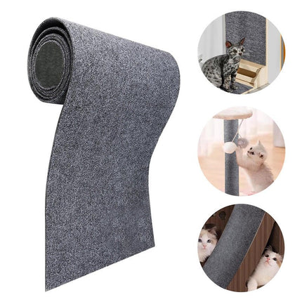 Self-Adhesive Cat Scratching Mat – Trimmable Carpet Scratch Pad for Sofas, Walls & FurnitureBeige4