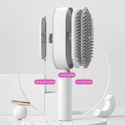Self-Cleaning Hair Brush – One-Click Clean Detangling Brush with Air CushionBlack & Gold9