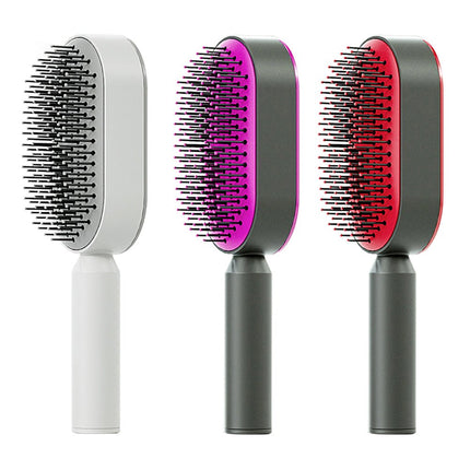 Self-Cleaning Hair Brush – One-Click Clean Detangling Brush with Air CushionBlack & Gold5