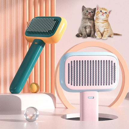 Self-Cleaning Pet Grooming Brush for Dogs & Cats – One-Click Hair Release Slicker Brush – Green