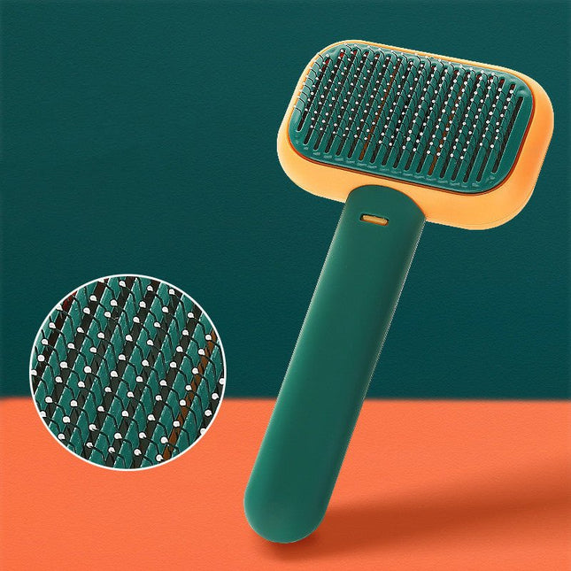 Self-Cleaning Pet Grooming Brush for Dogs & Cats – One-Click Hair Release Slicker Brush – Green, view 6