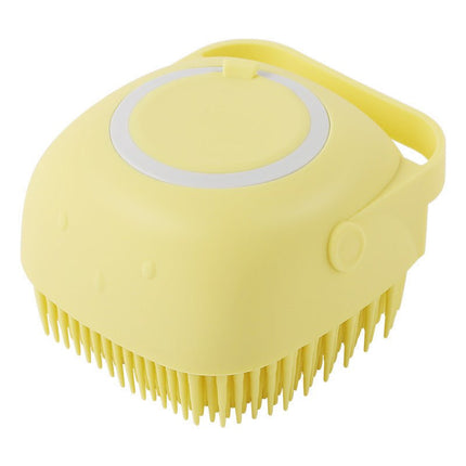 Silicone Pet Bath Brush – Dog & Cat Shampoo Dispensing Massage Grooming Brush – Yellow, view 14
