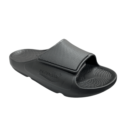 Sovella Men's Recovery Hook & Loop Slide – Arch Support Rebound Foam Sandals, BlackBLACK1
