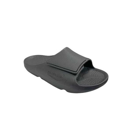 Sovella Men's Recovery Hook & Loop Slide – Arch Support Rebound Foam Sandals, Dark GreyDark Grey1