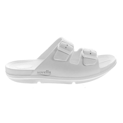 Sovella Women's Recovery Buckle Slide – Arch Support Rebound Foam Sandals, White42