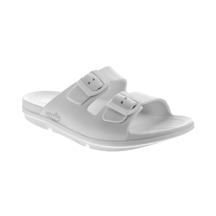 Sovella Women's Recovery Buckle Slide – Arch Support Rebound Foam Sandals, White41