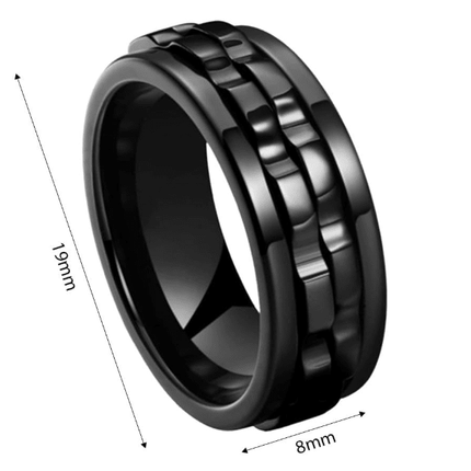 Spinner Fidget Ring – Stainless Steel Gear Band Ring for Men, Black, Gold, Blue & Silver (Sizes 6–13)Silver Black9