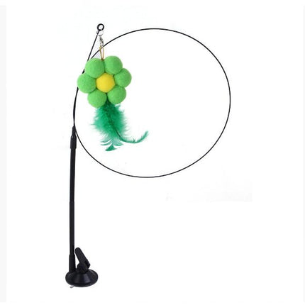 Suction Cup Cat Teaser Toy – Double Spring Wand with Butterfly, Mouse & Feather AttachmentsSingle Stem Flower10