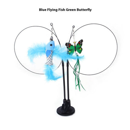 Suction Cup Cat Teaser Toy – Double Spring Wand with Butterfly, Mouse & Feather AttachmentsSingle Stem Flower1