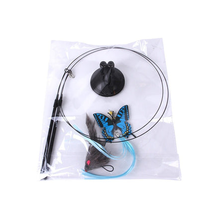 Suction Cup Cat Teaser Toy – Double Spring Wand with Butterfly, Mouse & Feather AttachmentsSingle Stem Flower11