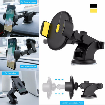 Telescopic Car Phone Mount with Suction Cup – 360° Dashboard & Windshield Holder2-Pack2