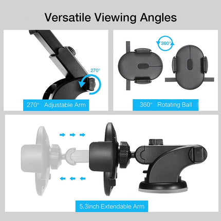 Telescopic Car Phone Mount with Suction Cup – 360° Dashboard & Windshield Holder2-Pack5