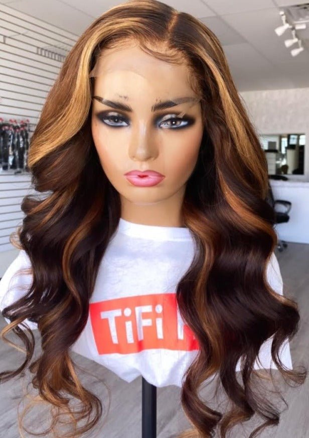 Tifi Hair LLC Zara Wig – 20" Brown Caramel Custom Colored Loose Wave 4x4 Closure Unit | Bleached Knots Tifi Hair LLC Zara Wig – 20" Brown Caramel Custom Colored Loose Wave 4x4 Closure Unit | Bleached Knots1