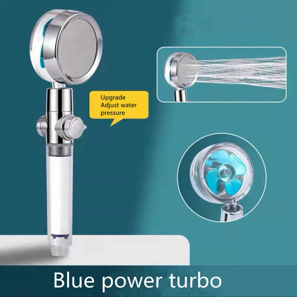 Turbo Fan Shower Head with Filter – 360° Rotating High-Pressure Handheld SpraySilver4