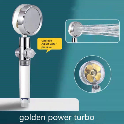Turbo Fan Shower Head with Filter – 360° Rotating High-Pressure Handheld SpraySilver11