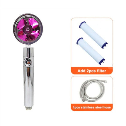 Turbo Fan Shower Head with Filter – 360° Rotating High-Pressure Handheld SpraySilver9