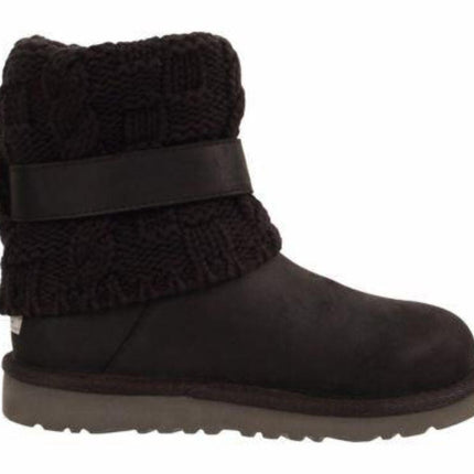 Ugg Australia Cambridge Black Leather Buckle 1008174 Youth Fashion Knit Boot14
