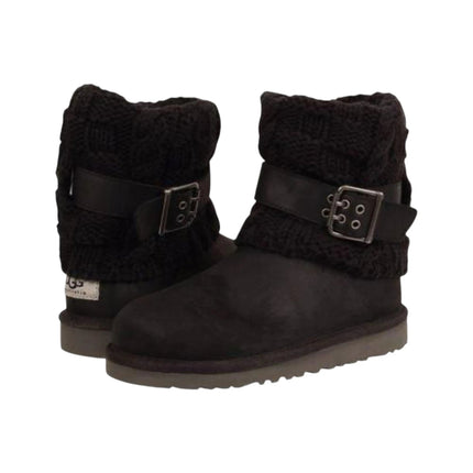 Ugg Australia Cambridge Black Leather Buckle 1008174 Youth Fashion Knit Boot11