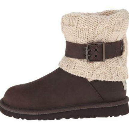 Ugg Australia Cambridge Chocolate Leather Buckle Boot Size 6 Youth fits Women 7.62