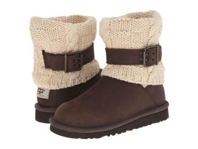 Ugg Australia Cambridge Chocolate Leather Buckle Boot Size 6 Youth fits Women 7.61