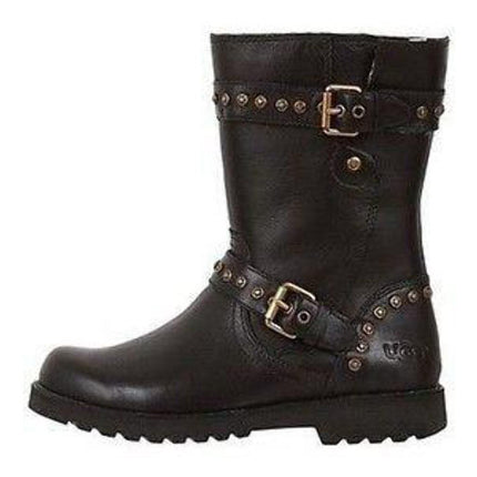 Ugg Australia Jamie Black Leather 1003868 K Cute Girls / Youth / Women Boot NEW132