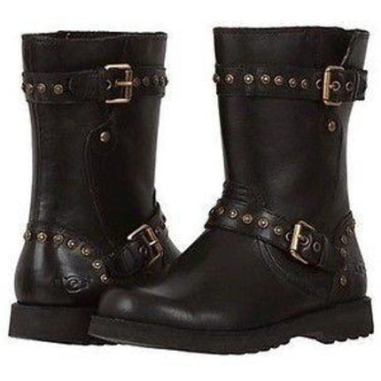 Ugg Australia Jamie Black Leather 1003868 K Cute Girls / Youth / Women Boot NEW131
