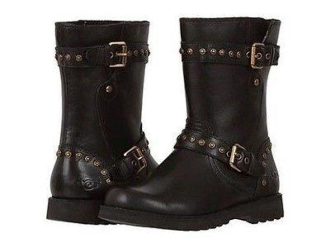 Ugg Australia Jamie Black Leather 1003868 K Cute Girls / Youth / Women Boot NEW131