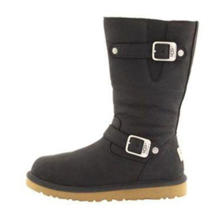 Ugg Australia Kensington Black Leather 1969 Sheepskin kids boot size 1 1