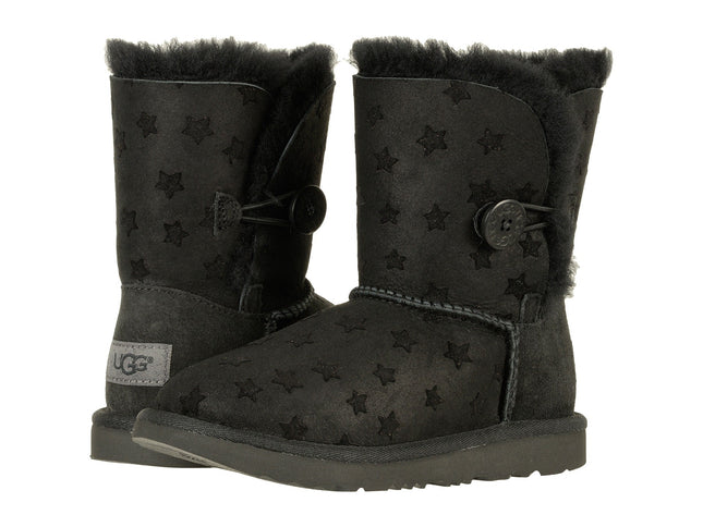 UGG Bailey Button II Stars Youth Boot - Black | Size 6 Youth / 7 Women 6