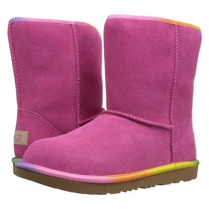 UGG Classic Short II Rainbow Youth Boot - Pink Azalea | Size 6 Youth / 7 Women 6