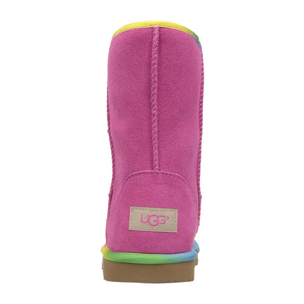 UGG Classic Short II Rainbow Youth Boot - Pink Azalea | Size 6 Youth / 7 Women 6